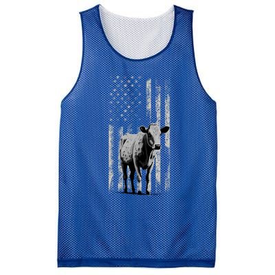 Distressed Americanmeaningful Giftflag Cow Vintage Patriotic Farmer Funny Gift Mesh Reversible Basketball Jersey Tank