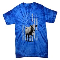 Distressed Americanmeaningful Giftflag Cow Vintage Patriotic Farmer Funny Gift Tie-Dye T-Shirt