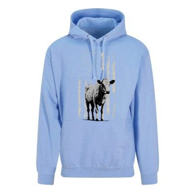 Distressed Americanmeaningful Giftflag Cow Vintage Patriotic Farmer Funny Gift Unisex Surf Hoodie