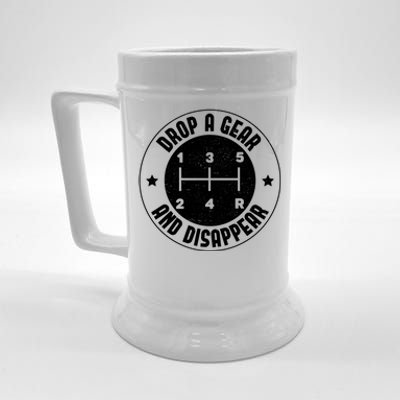 Drop A Gear And Disappear Funny Car Enthusiast Auto Racing Cool Gift Beer Stein