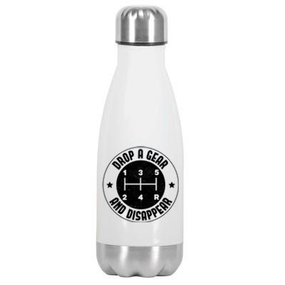 Drop A Gear And Disappear Funny Car Enthusiast Auto Racing Cool Gift Stainless Steel Insulated Water Bottle