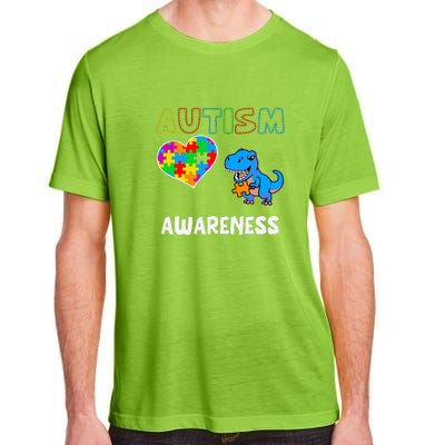 Dinosaur Autistic Heart Puzzle Autism Awareness Month Adult ChromaSoft Performance T-Shirt