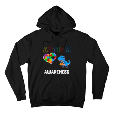 Dinosaur Autistic Heart Puzzle Autism Awareness Month Hoodie