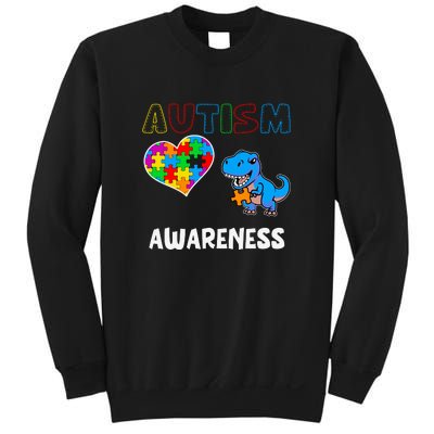 Dinosaur Autistic Heart Puzzle Autism Awareness Month Sweatshirt