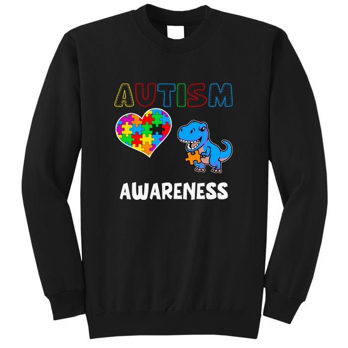 Dinosaur Autistic Heart Puzzle Autism Awareness Month Sweatshirt