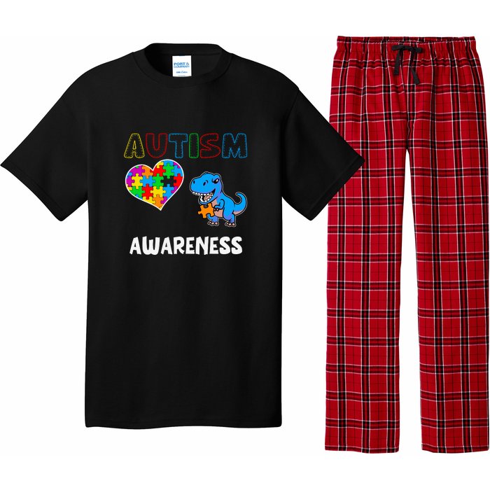 Dinosaur Autistic Heart Puzzle Autism Awareness Month Pajama Set