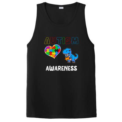 Dinosaur Autistic Heart Puzzle Autism Awareness Month PosiCharge Competitor Tank