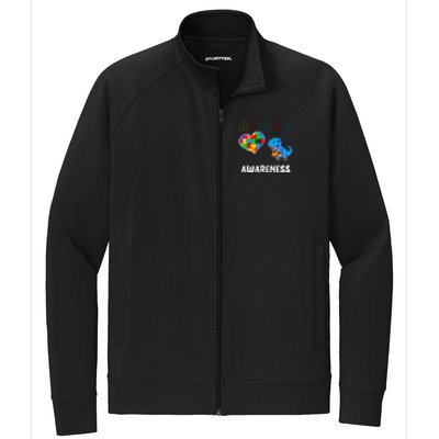 Dinosaur Autistic Heart Puzzle Autism Awareness Month Stretch Full-Zip Cadet Jacket