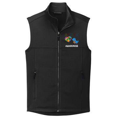 Dinosaur Autistic Heart Puzzle Autism Awareness Month Collective Smooth Fleece Vest