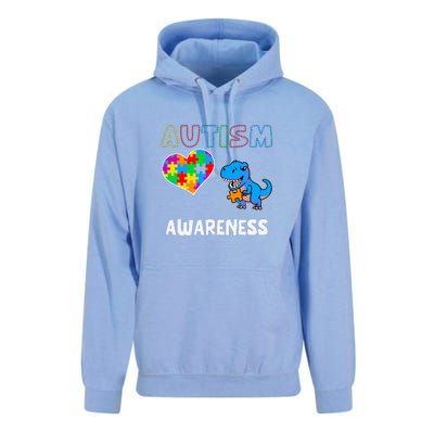 Dinosaur Autistic Heart Puzzle Autism Awareness Month Unisex Surf Hoodie