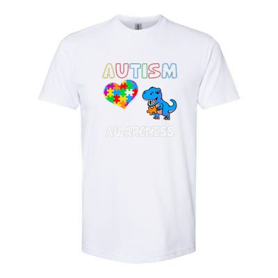 Dinosaur Autistic Heart Puzzle Autism Awareness Month Softstyle CVC T-Shirt