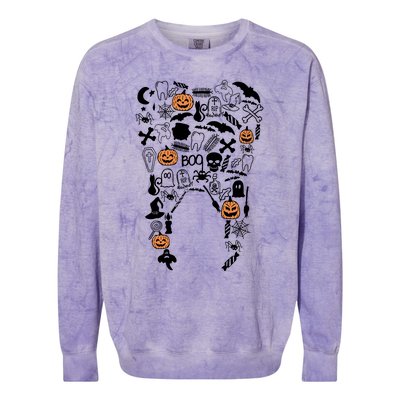 Dental Assistant Halloween Dentist Lover Pumpkin Ghost Spooky Colorblast Crewneck Sweatshirt