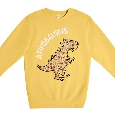 Dinosaur Afiko Hebrew Passover Jewish Funny Premium Crewneck Sweatshirt