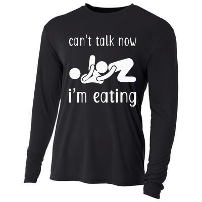 Dirty Adult Humor CanT Talk Now IM Eating Valentines Day Cooling Performance Long Sleeve Crew