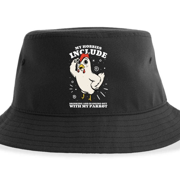 Drinking And Hanging Out With My Parrot Hobby Funny Sustainable Bucket Hat