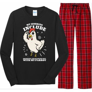 Drinking And Hanging Out With My Parrot Hobby Funny Long Sleeve Pajama Set