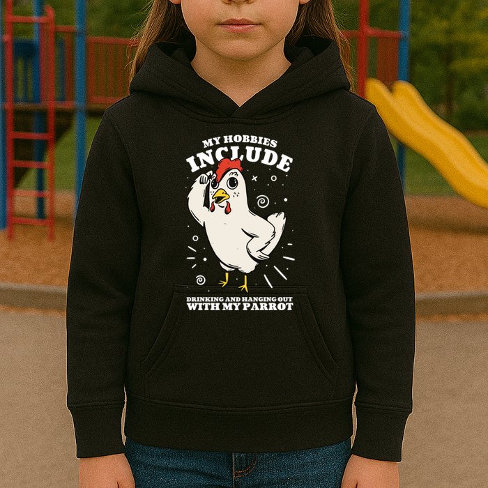 Drinking And Hanging Out With My Parrot Hobby Funny Kids Hoodie