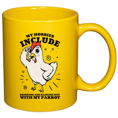 Drinking And Hanging Out With My Parrot Hobby Funny 11oz C Handle Ceramic Mug
