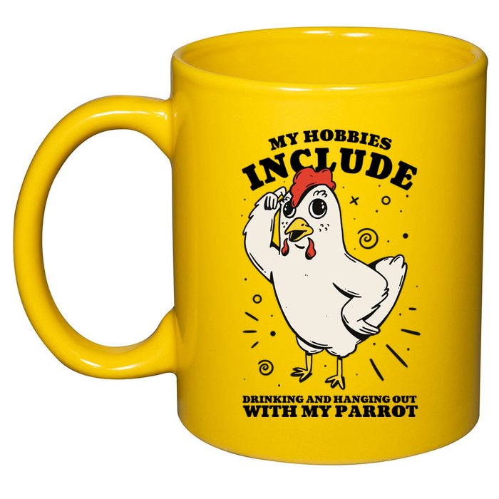 Drinking And Hanging Out With My Parrot Hobby Funny 11oz C Handle Ceramic Mug