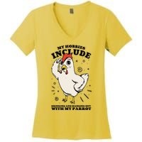 Drinking And Hanging Out With My Parrot Hobby Funny Women's V-Neck T-Shirt