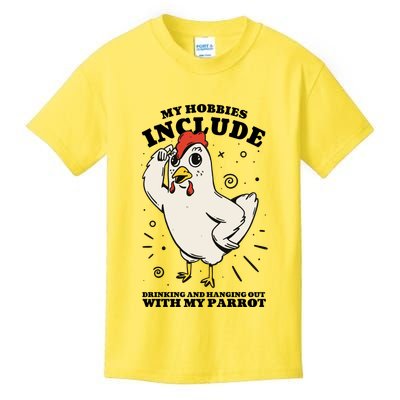 Drinking And Hanging Out With My Parrot Hobby Funny Kids T-Shirt