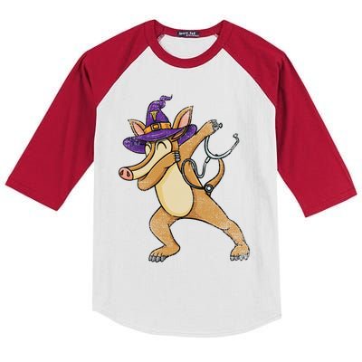 Dabbing Aardvark Halloween Nurse Vintage Cool Gift Kids Colorblock Raglan Jersey