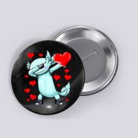 Dabbing Axolotl Heart Valentines Day As Girls Boys  Button