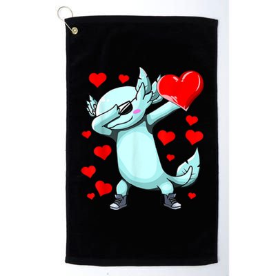 Dabbing Axolotl Heart Valentines Day As Girls Boys  Platinum Collection Golf Towel