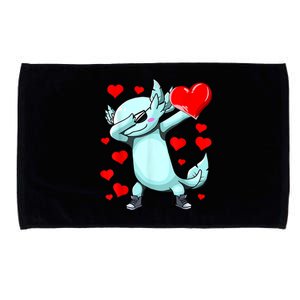 Dabbing Axolotl Heart Valentines Day As Girls Boys  Microfiber Hand Towel