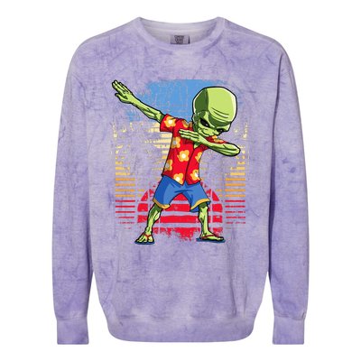 Dabbing Alien Hawaiian Ufo Hawaii Beach Surf Summer Colorblast Crewneck Sweatshirt