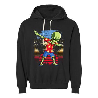 Dabbing Alien Hawaiian Ufo Hawaii Beach Surf Summer Garment-Dyed Fleece Hoodie