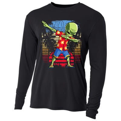 Dabbing Alien Hawaiian Ufo Hawaii Beach Surf Summer Cooling Performance Long Sleeve Crew