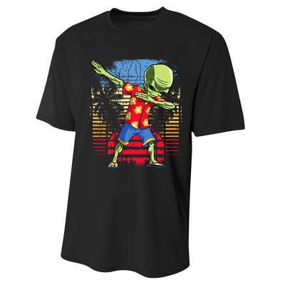 Dabbing Alien Hawaiian Ufo Hawaii Beach Surf Summer Performance Sprint T-Shirt