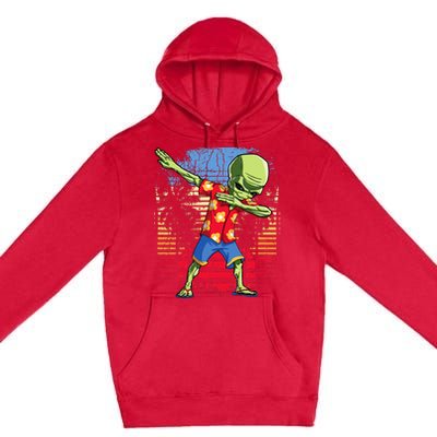 Dabbing Alien Hawaiian Ufo Hawaii Beach Surf Summer Premium Pullover Hoodie