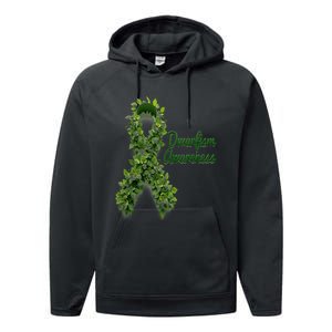 Dwarfism Awareness Hippie Flower Green Ribbon Support Performance Fleece Hoodie