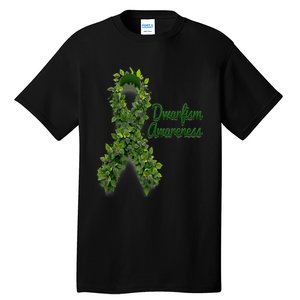 Dwarfism Awareness Hippie Flower Green Ribbon Support Tall T-Shirt