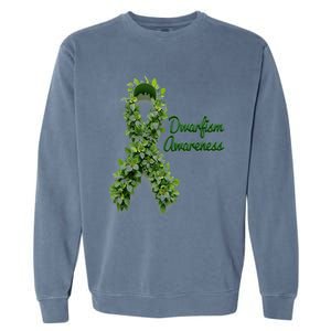 Dwarfism Awareness Hippie Flower Green Ribbon Support Garment-Dyed Sweatshirt