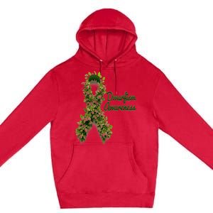 Dwarfism Awareness Hippie Flower Green Ribbon Support Premium Pullover Hoodie