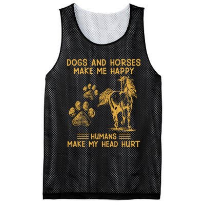 Dogs And Horses Make Me Happy Hu Make My Head Hurt Cool Gift Mesh Reversible Basketball Jersey Tank