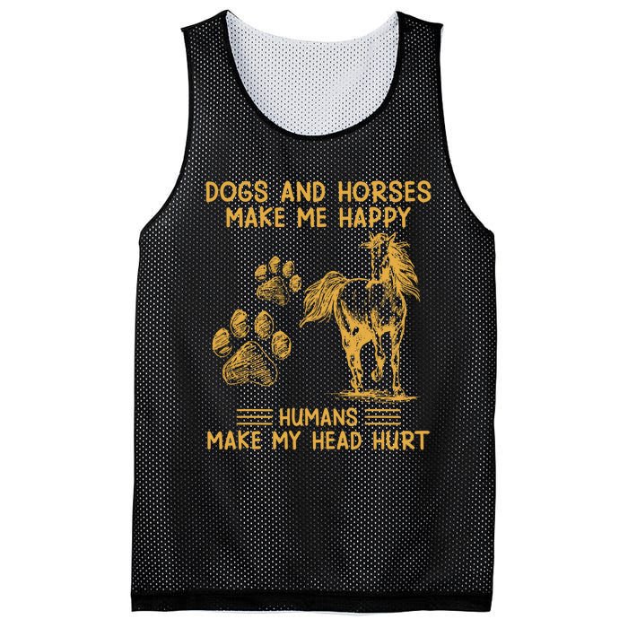 Dogs And Horses Make Me Happy Hu Make My Head Hurt Cool Gift Mesh Reversible Basketball Jersey Tank