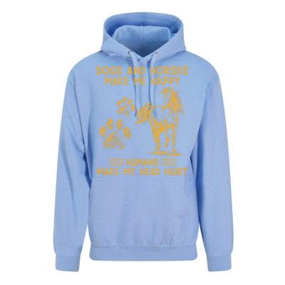 Dogs And Horses Make Me Happy Hu Make My Head Hurt Cool Gift Unisex Surf Hoodie