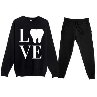 Dentist Assistant Hygienist Love Teeth Dental Gift Premium Crewneck Sweatsuit Set