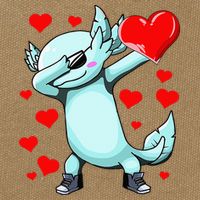 Dabbing Axolotl Heart funny Valentines Day Cotton Canvas Backpack