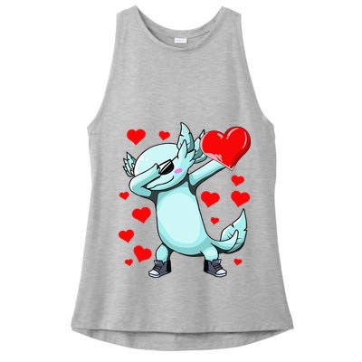 Dabbing Axolotl Heart funny Valentines Day Ladies PosiCharge Tri-Blend Wicking Tank