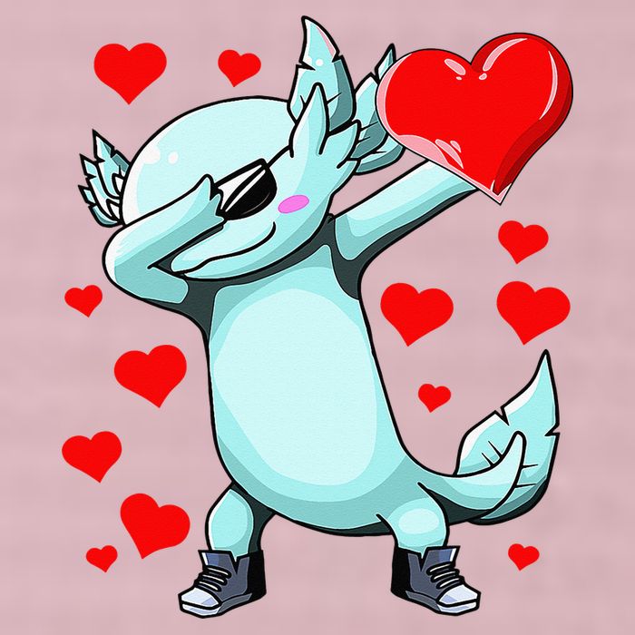Dabbing Axolotl Heart funny Valentines Day 25L Jumbo Tote
