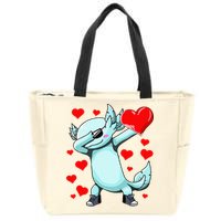 Dabbing Axolotl Heart funny Valentines Day Zip Tote Bag