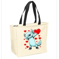 Dabbing Axolotl Heart funny Valentines Day Zip Tote Bag
