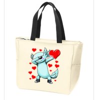 Dabbing Axolotl Heart funny Valentines Day Zip Tote Bag