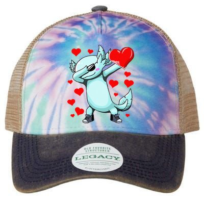 Dabbing Axolotl Heart funny Valentines Day Legacy Tie Dye Trucker Hat