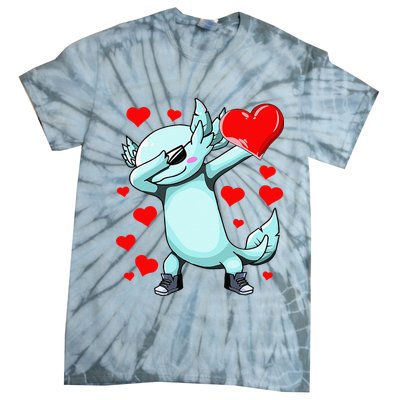 Dabbing Axolotl Heart funny Valentines Day Tie-Dye T-Shirt